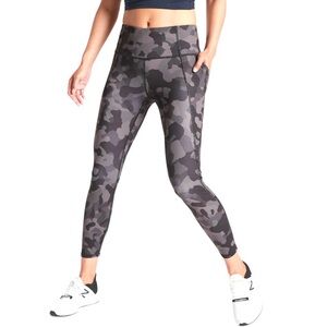 Athleta Lightning Camo 7/8 Tight Size Large Leggings Black Grey